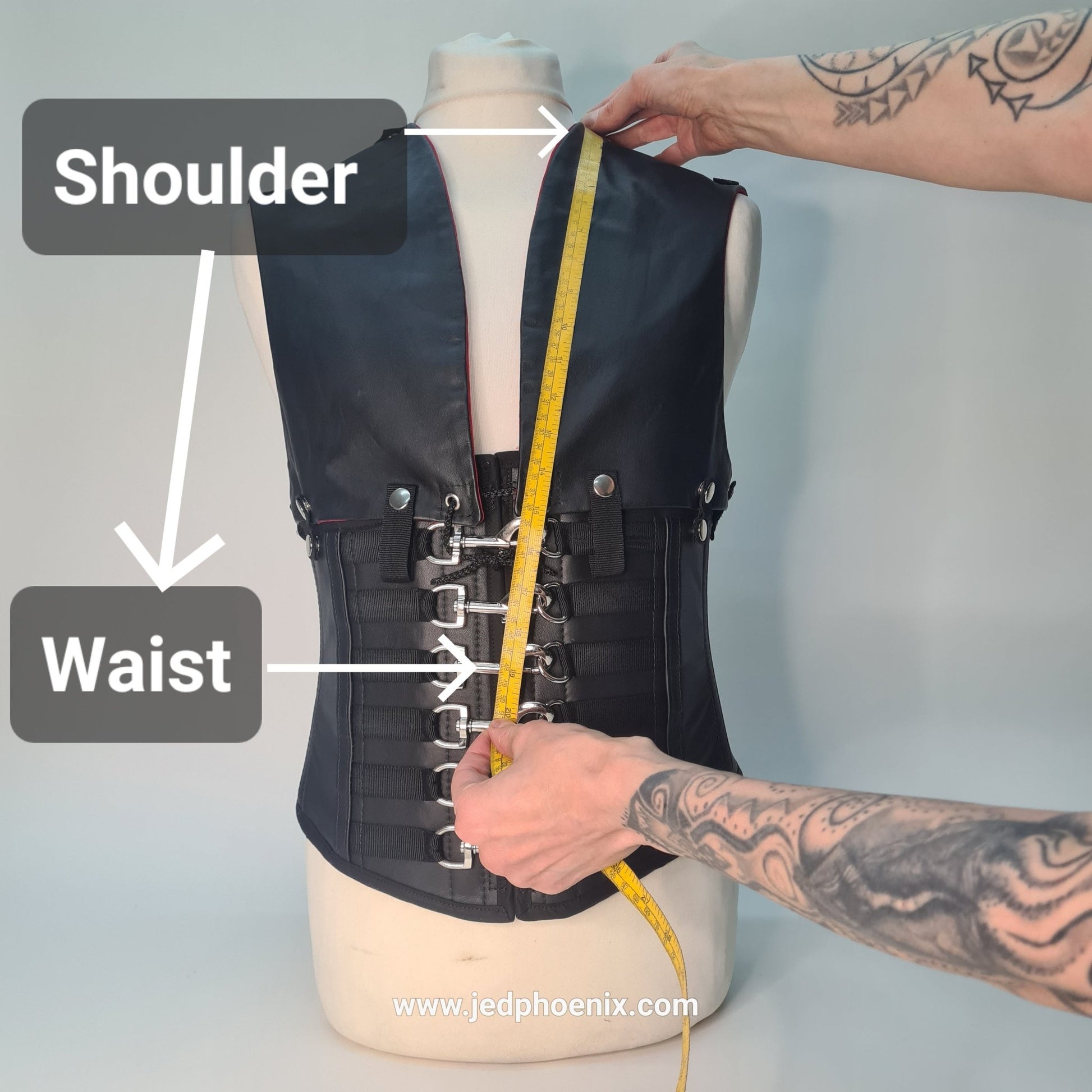 Leather corset with detachable waistcoat panels - Jed Phoenix of London