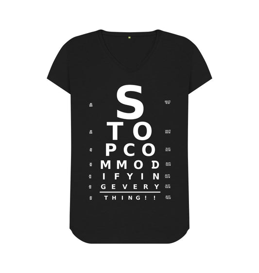 Stop Commodifying Everything womens fit V neck T-shirt - Jed Phoenix of London