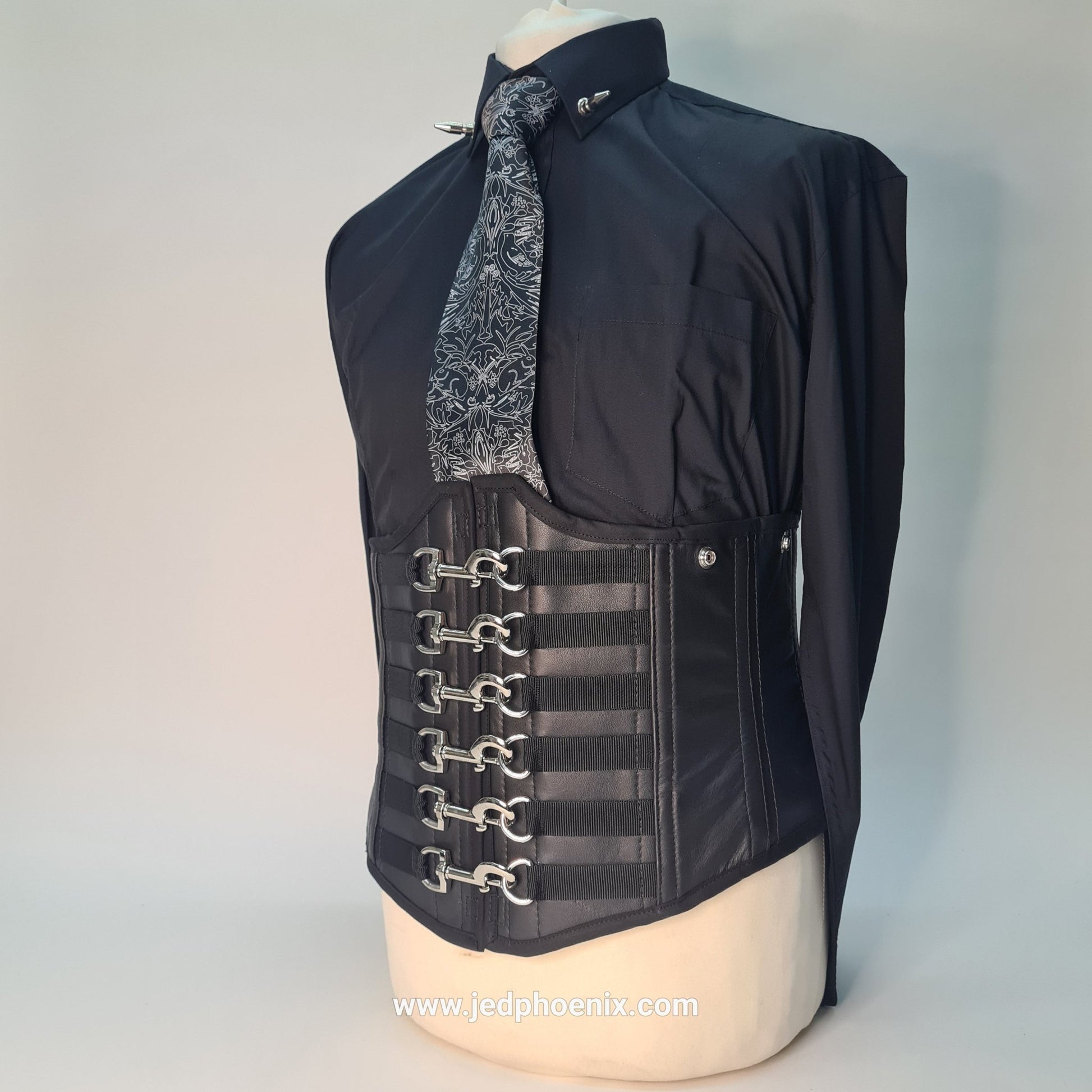 Leather corset with detachable waistcoat panels - Jed Phoenix of London