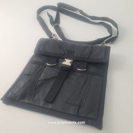Patchwork leather pouch