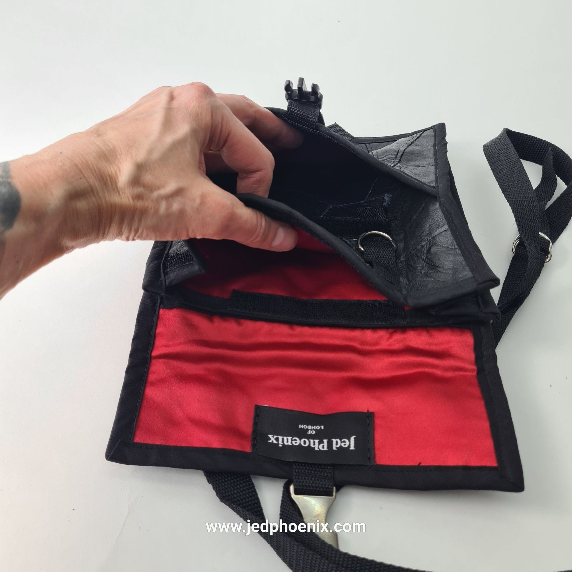 Patchwork leather pouch
