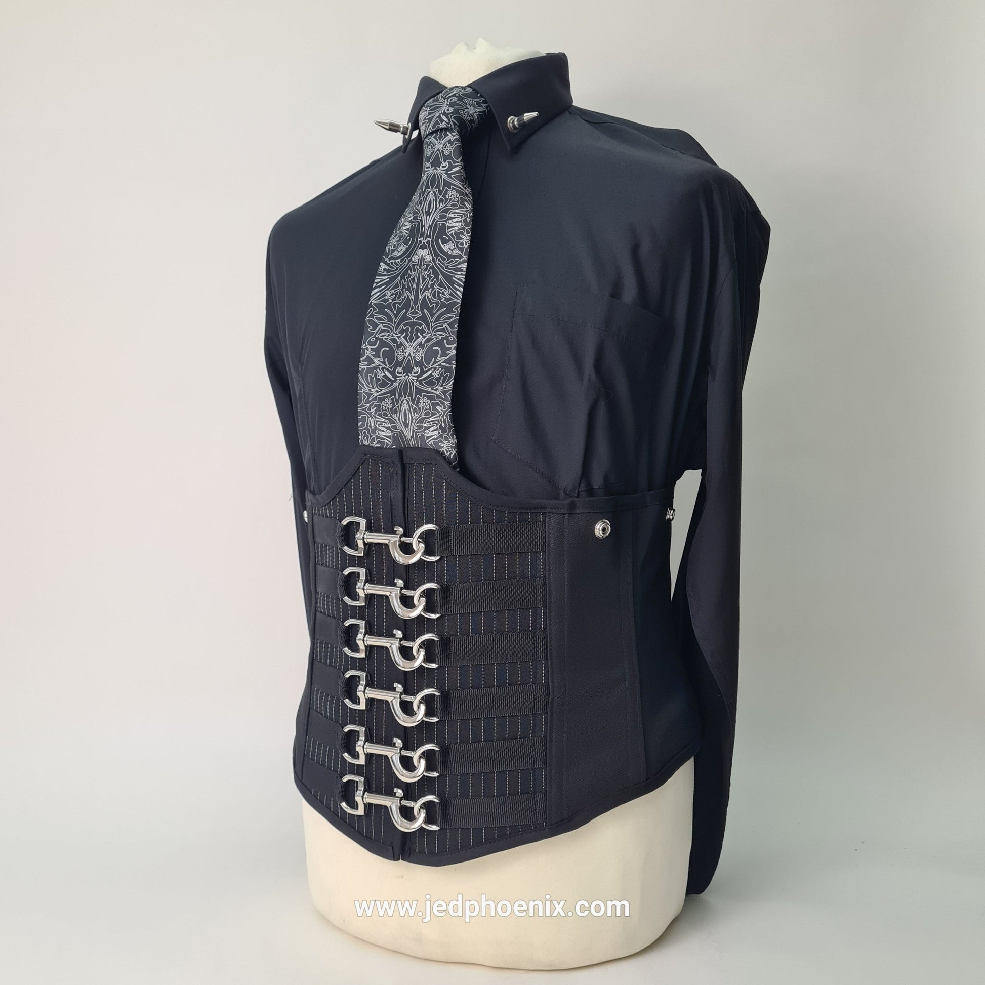 Pinstripe corset with detachable waistcoat panels