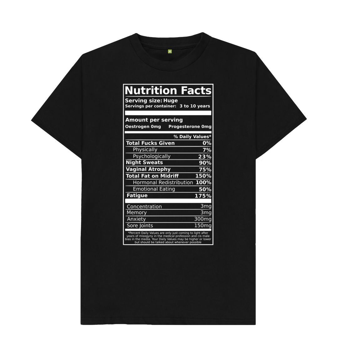 Black Menopause Nutrition Label unisex T-Shirt