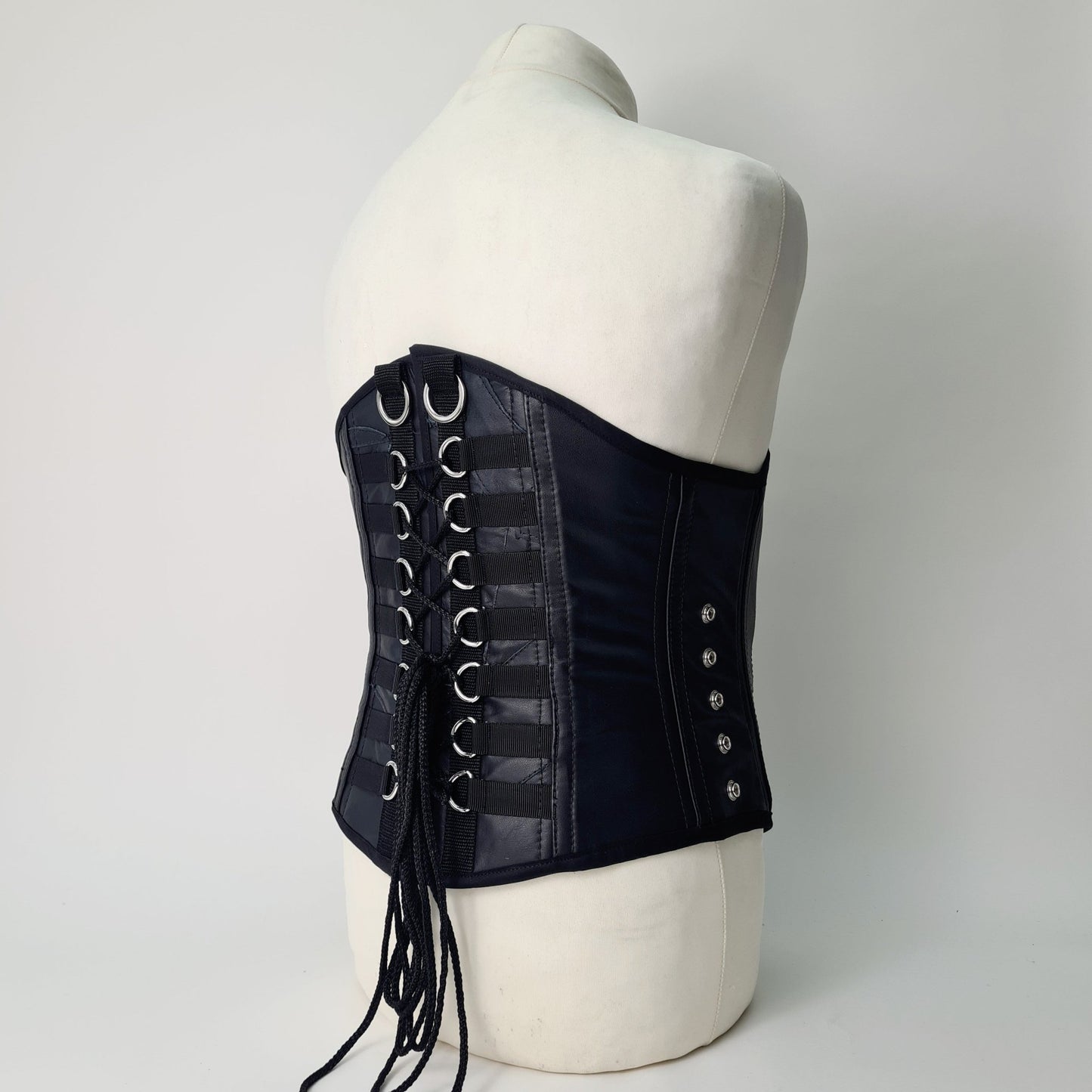 Patchwork and leather long line corset - Jed Phoenix of London