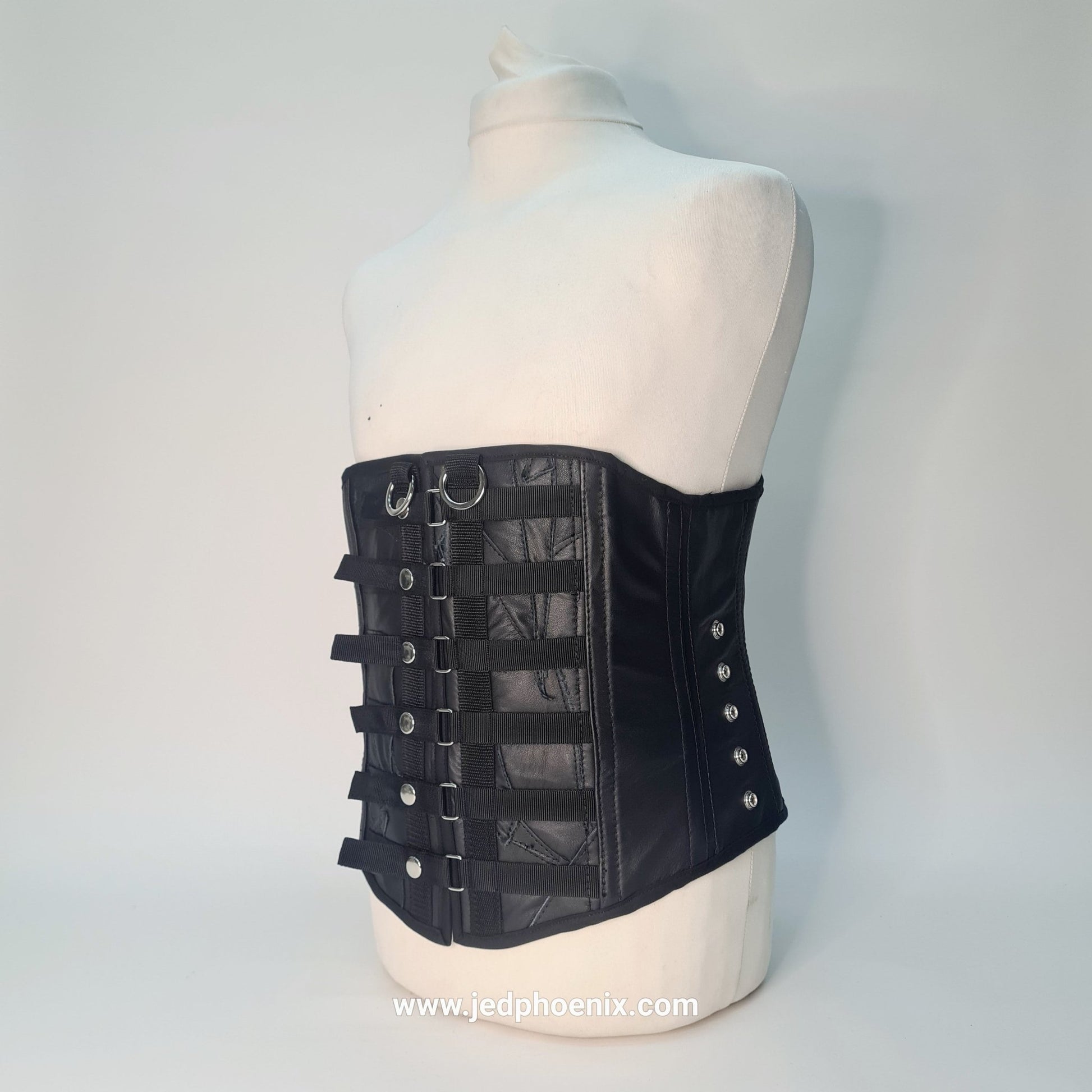 Patchwork and leather long line corset - Jed Phoenix of London