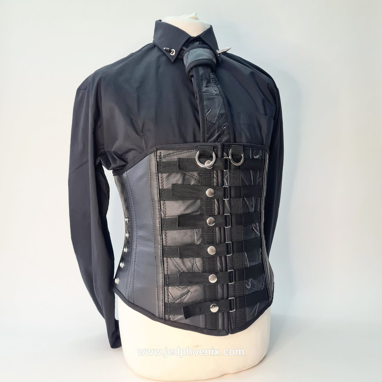 Patchwork and leather long line corset - Jed Phoenix of London