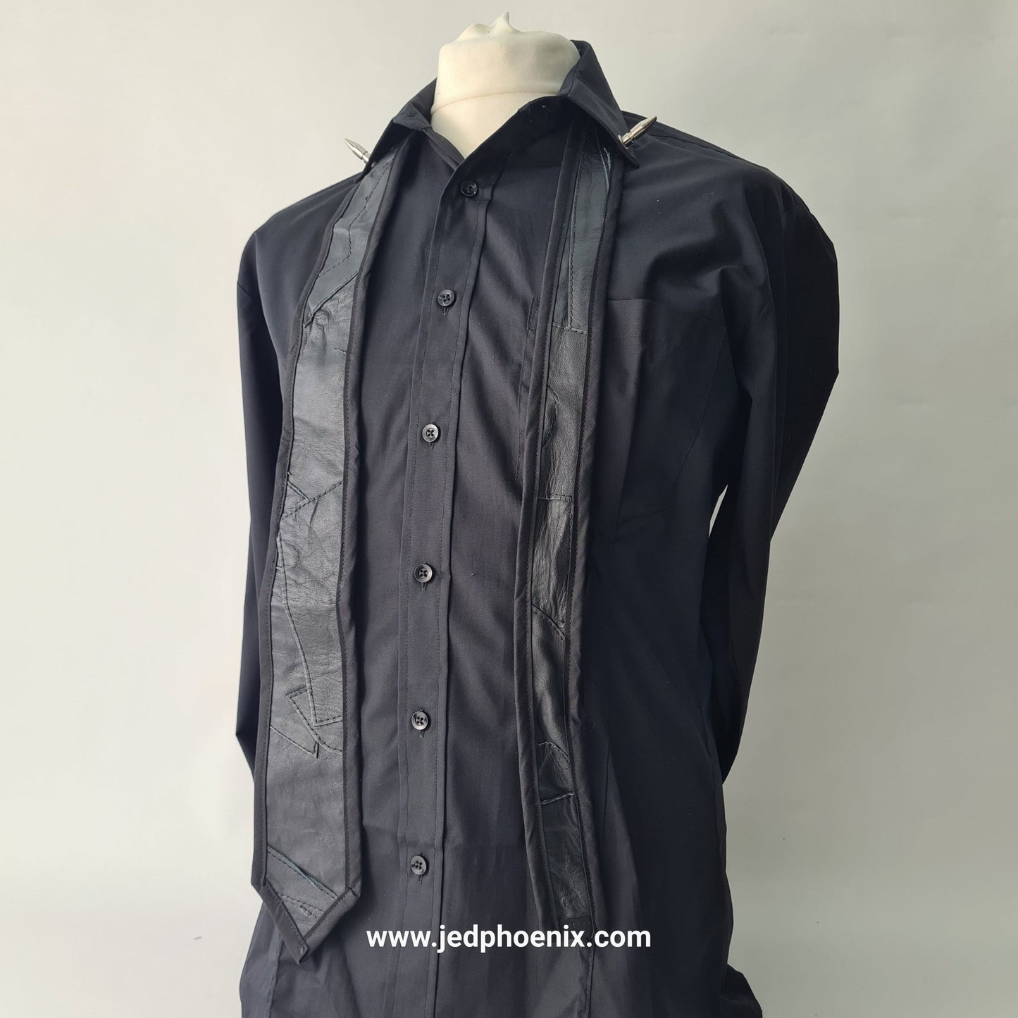 Patchwork leather neck tie