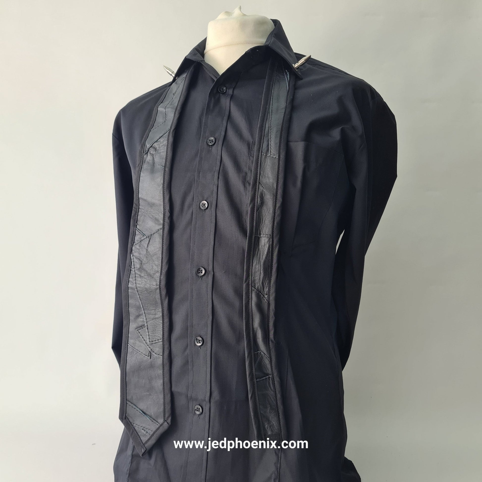 Patchwork leather neck tie