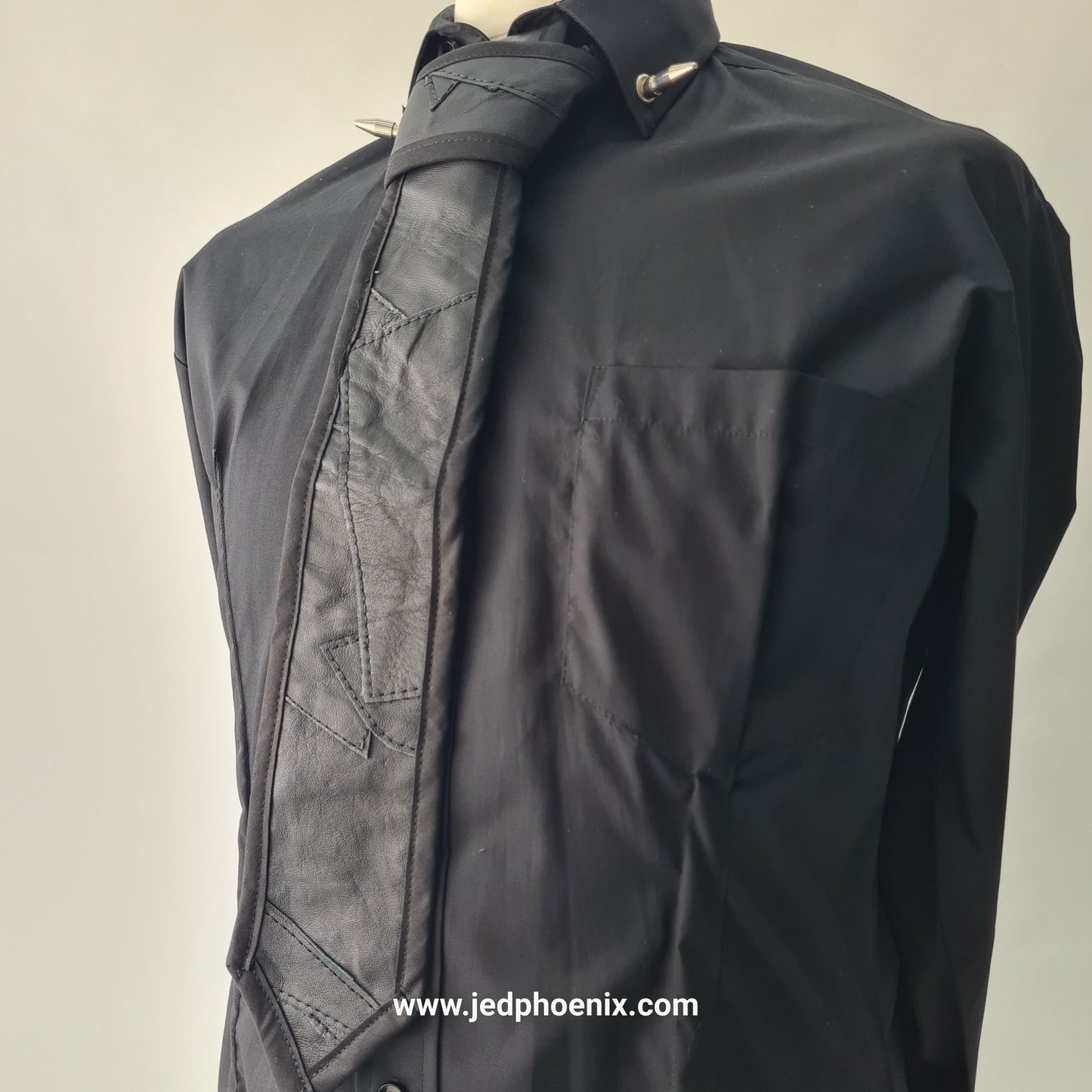 Patchwork leather neck tie