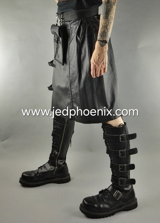 Leather knee length kilt