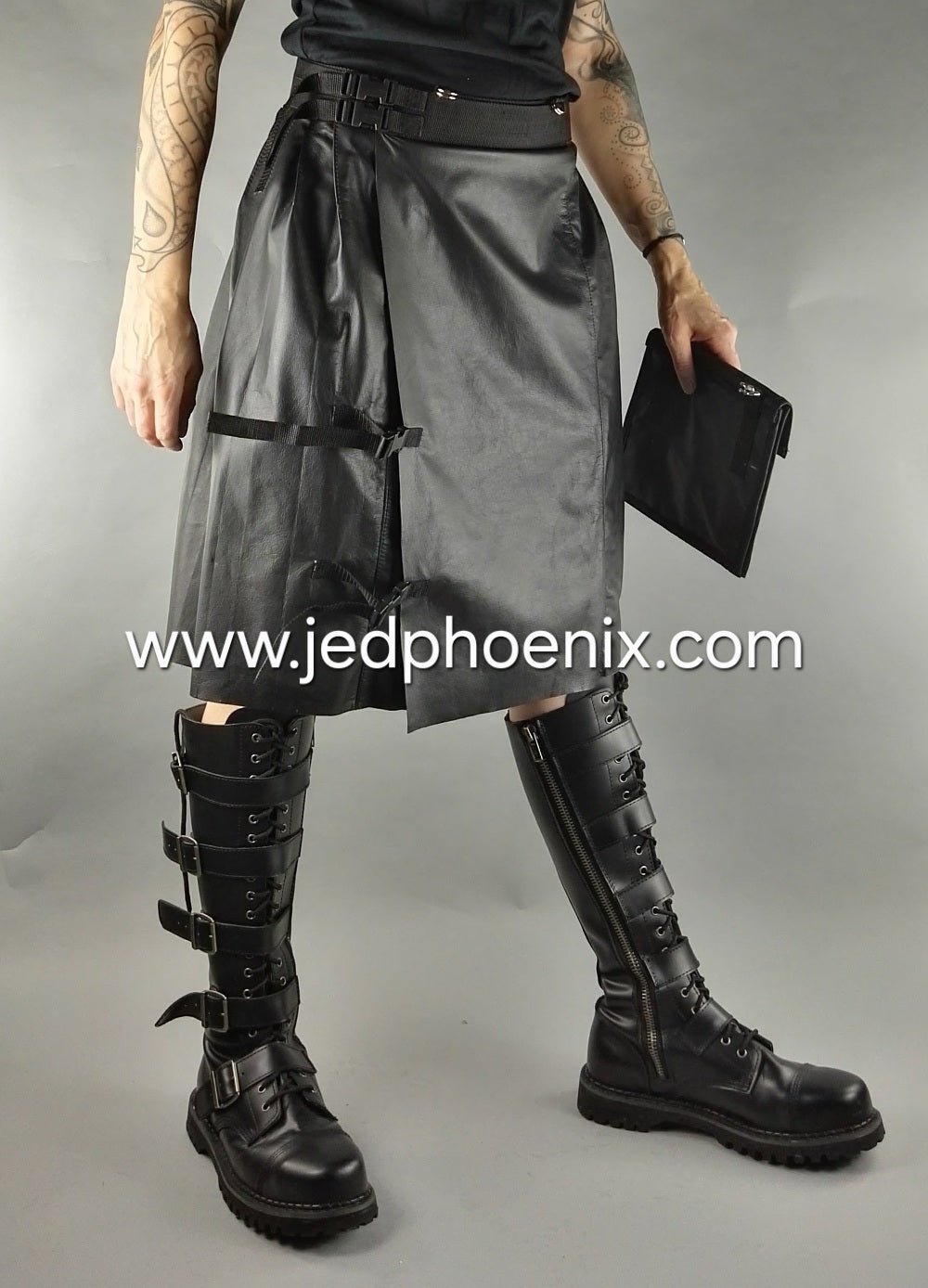 Leather knee length kilt