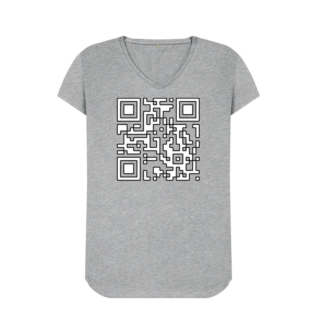 Athletic Grey Incompatible with Society QR code womens fit V neck T-shirt