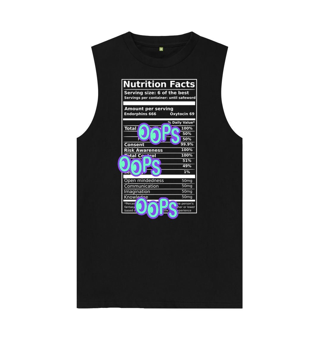 Nutrition facts parody - underground subculture aesthetic activist tank top by Jed Phoenix of London