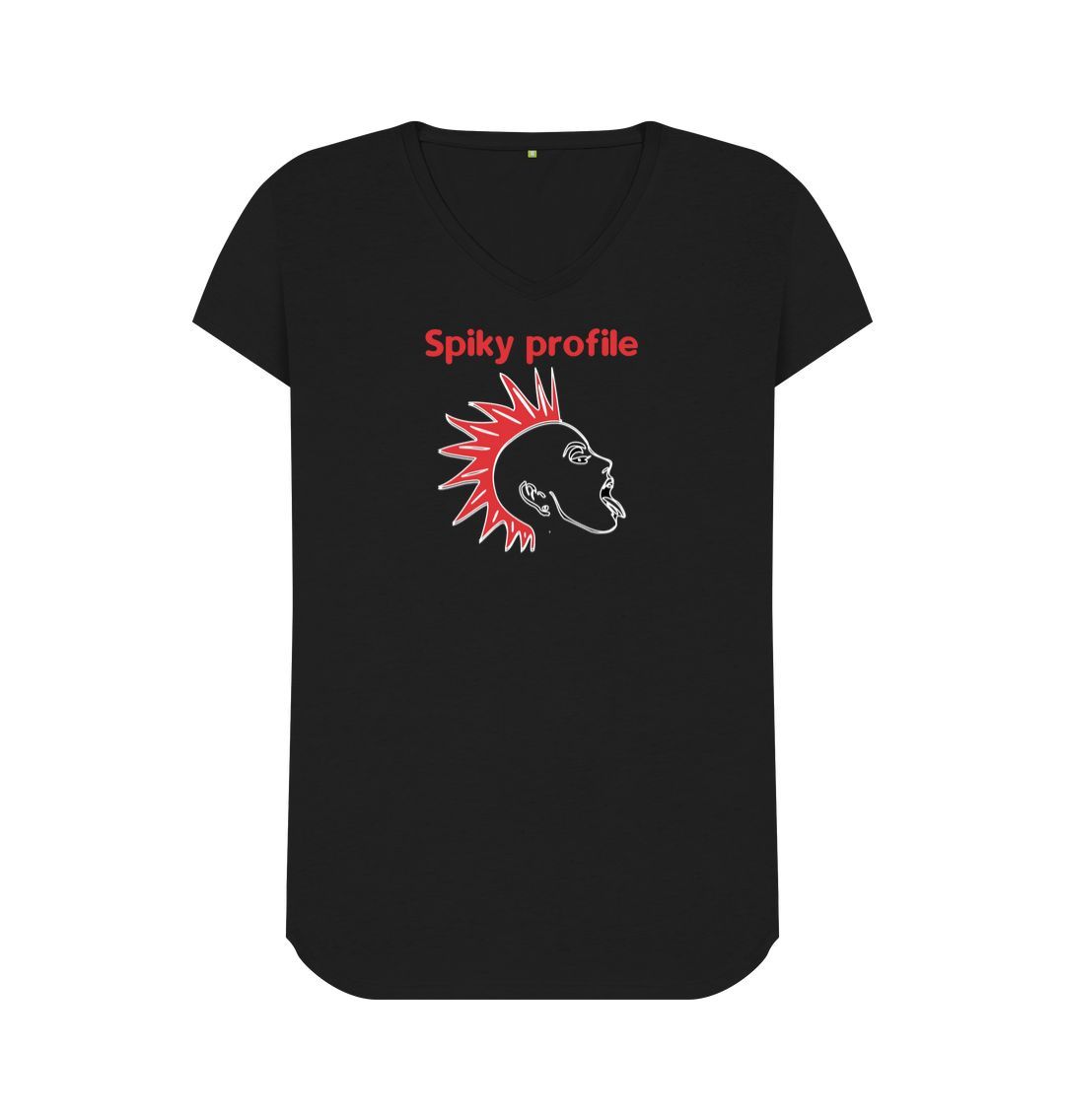 Black Spiky profile womens fit V-neck T-shirt