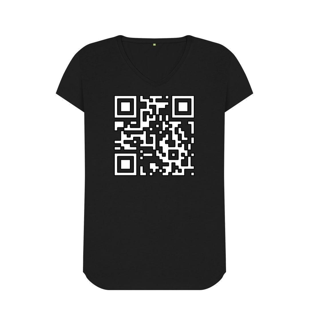 Black Incompatible with Society QR code womens fit V neck T-shirt