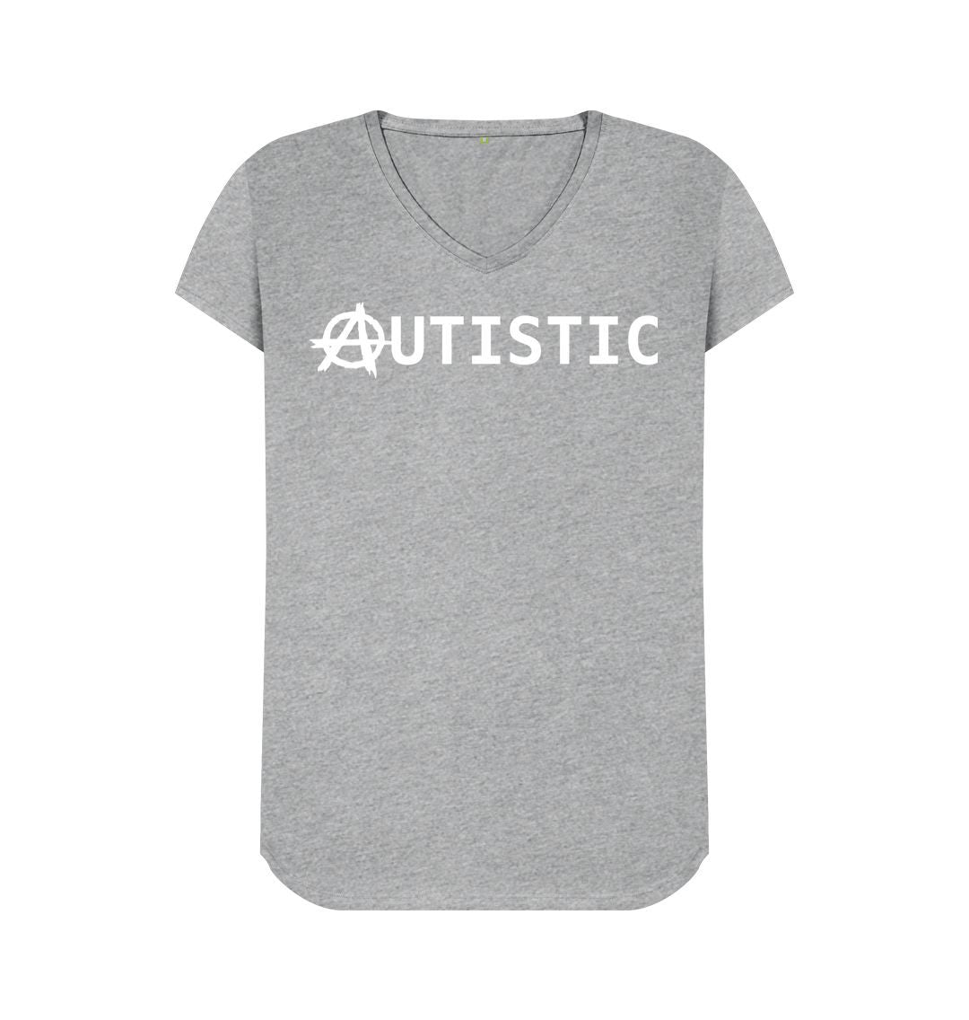 Athletic Grey Autistic Anarchy womens fit V neck T-shirt