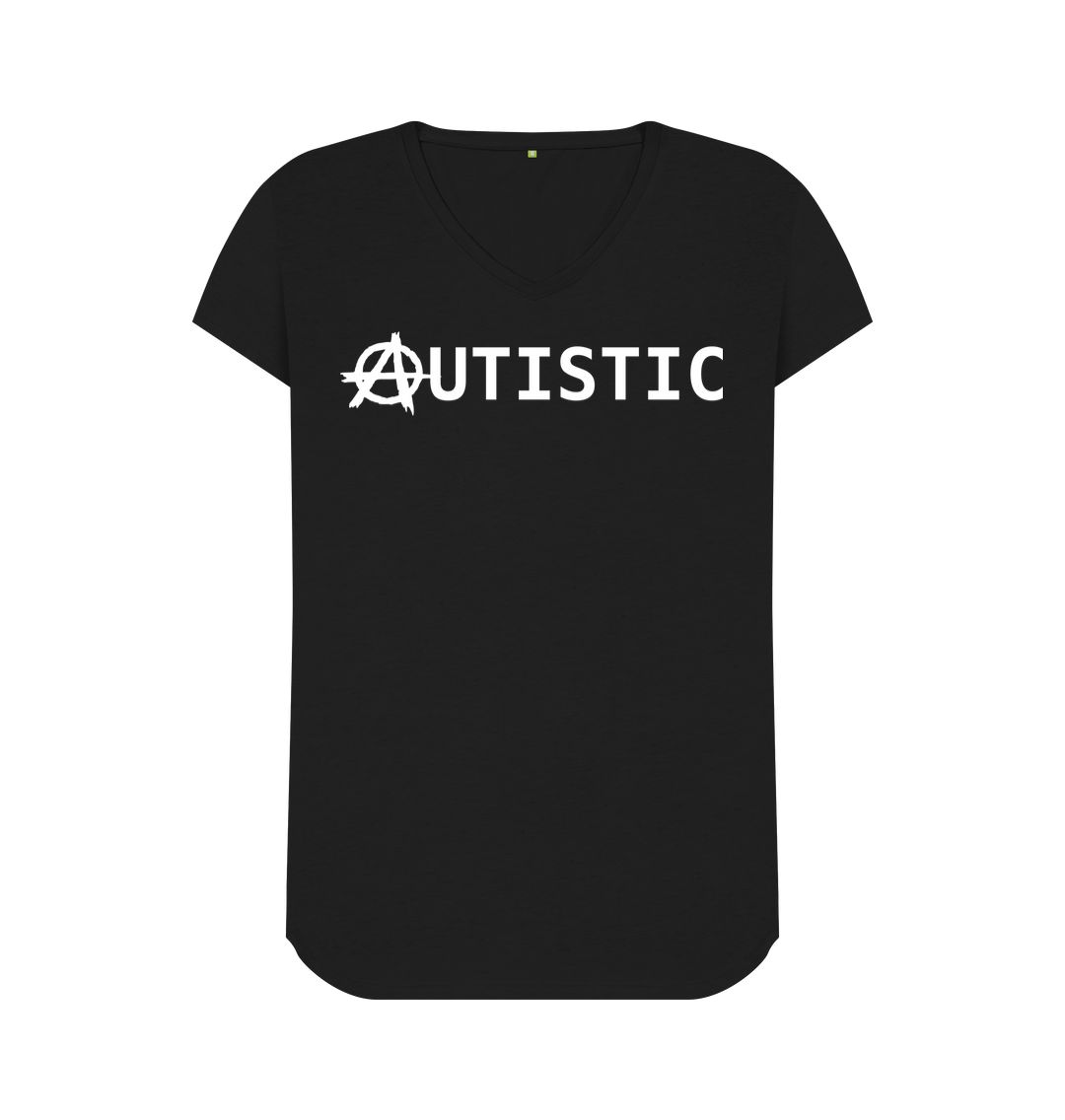 Black Autistic Anarchy womens fit V neck T-shirt